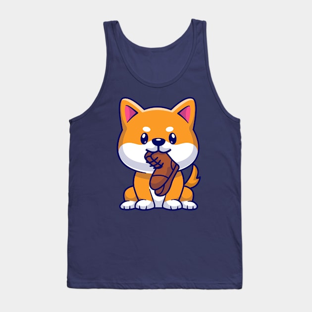 Cute Shiba Inu Dog Bite Shoes Cartoon Tank Top by Catalyst Labs